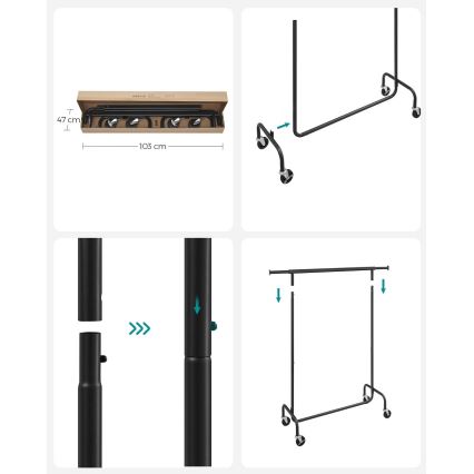 Pārvietojams brīvi stāvošais pakaramais LINEA, melns