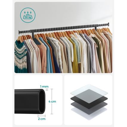 Pārvietojams brīvi stāvošais pakaramais LINEA, melns