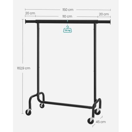 Pārvietojams brīvi stāvošais pakaramais LINEA, melns