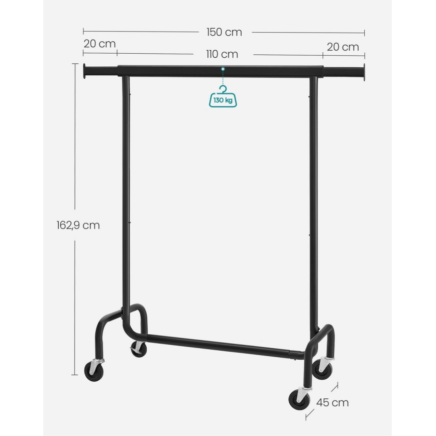Pārvietojams brīvi stāvošais pakaramais LINEA, melns