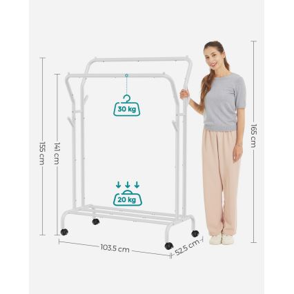 Pārvietojams brīvi stāvošs drēbju pakaramais LINEA balts