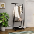 Pārvietojams metāla pakaramais ar plauktiem OLAZEN 157x85 cm melna