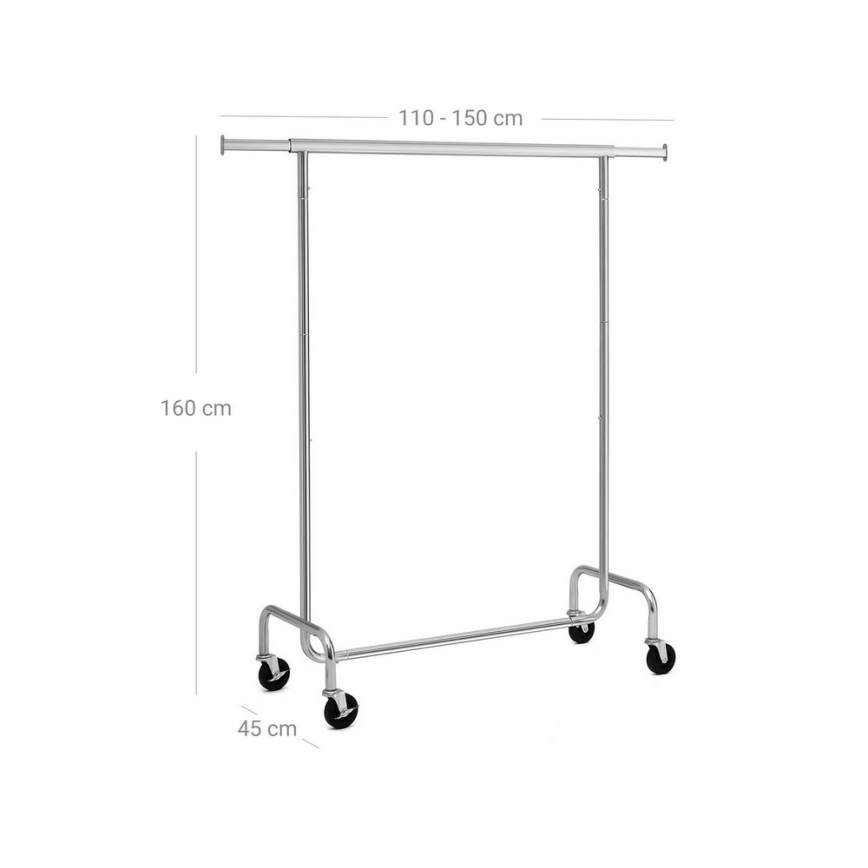 Pārvietojams pakaramais JEAN 110/150x160x45 cm sudraba krāsā