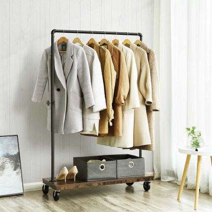 Pārvietojams stāvošs drēbju pakaramais LINEA, brūns/melns