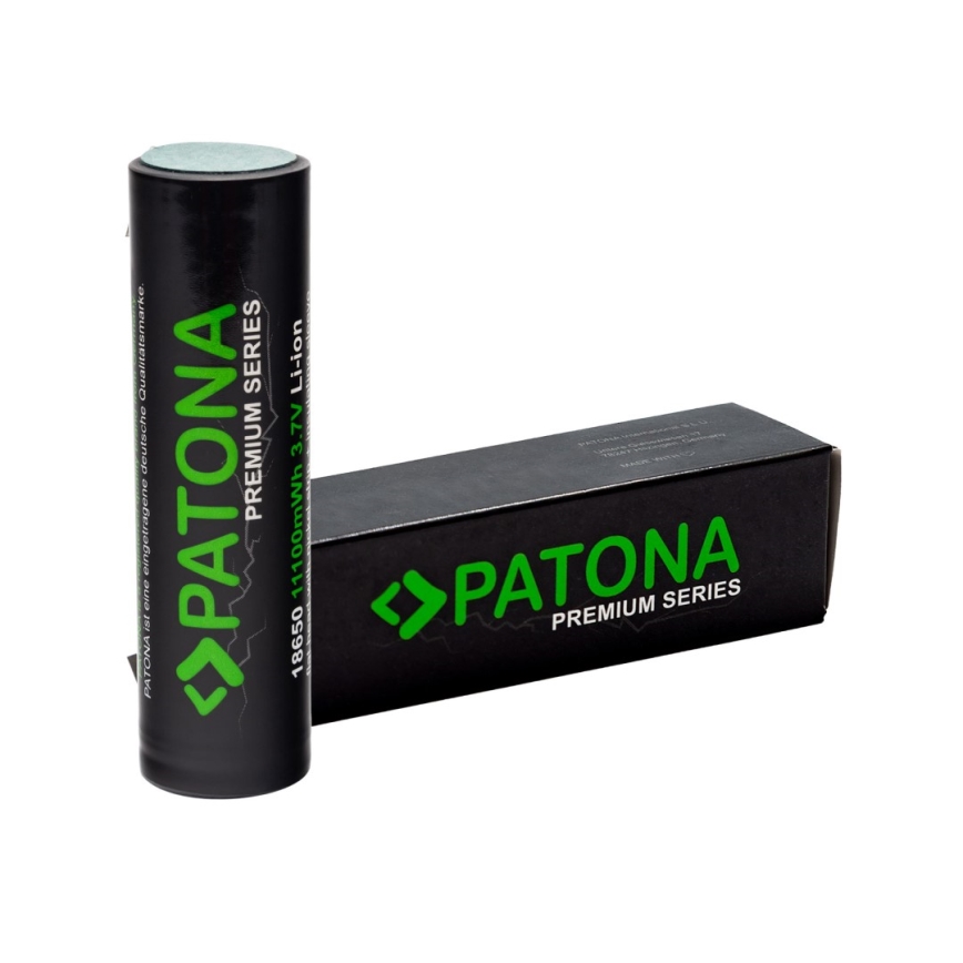 PATONA - Akumulators 18650 Li-lon 3000mAh PREMIUM 3,7V ar slokšņu spailēm lodēšanai