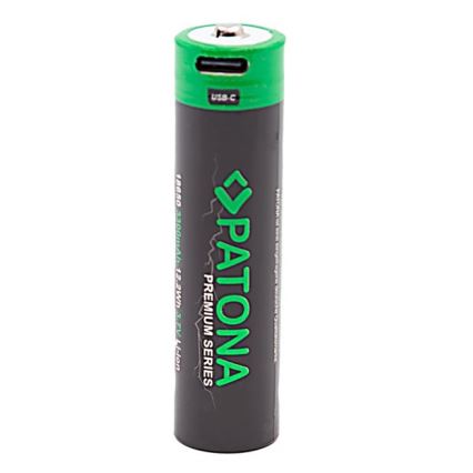 PATONA - Akumulators 18650 Li-lon 3350mAh PREMIUM 3,7V ar USB-C lādētāju