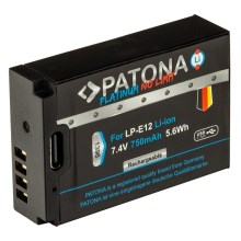PATONA - Akumulators Canon LP-E12 750mAh Li-Ion Platinum USB-C lādētāju