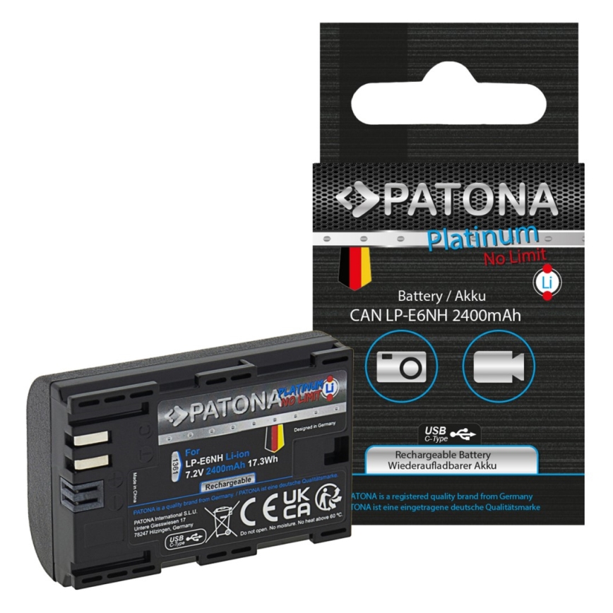 PATONA - Akumulators Canon LP-E6NH 2600mAh Li-Ion Platinum USB-C