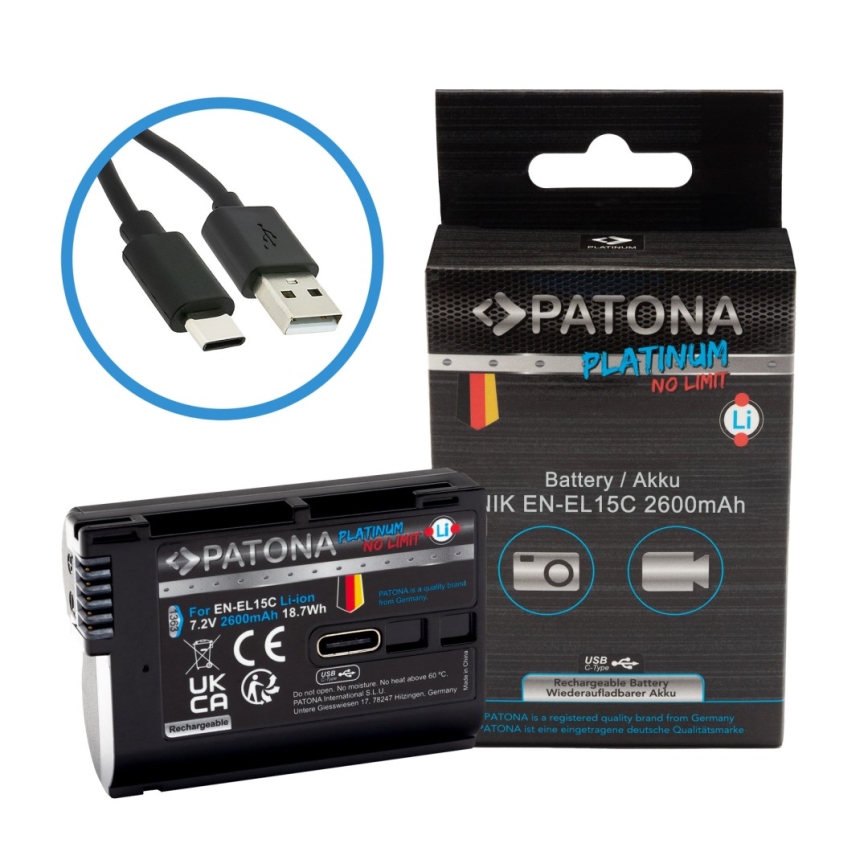 PATONA - Akumulators Nikon EN-EL15C 2600 mAh Li-Ion Platinum USB-C