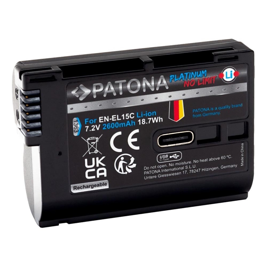 PATONA - Akumulators Nikon EN-EL15C 2600mAh Li-Ion Platinum USB-C