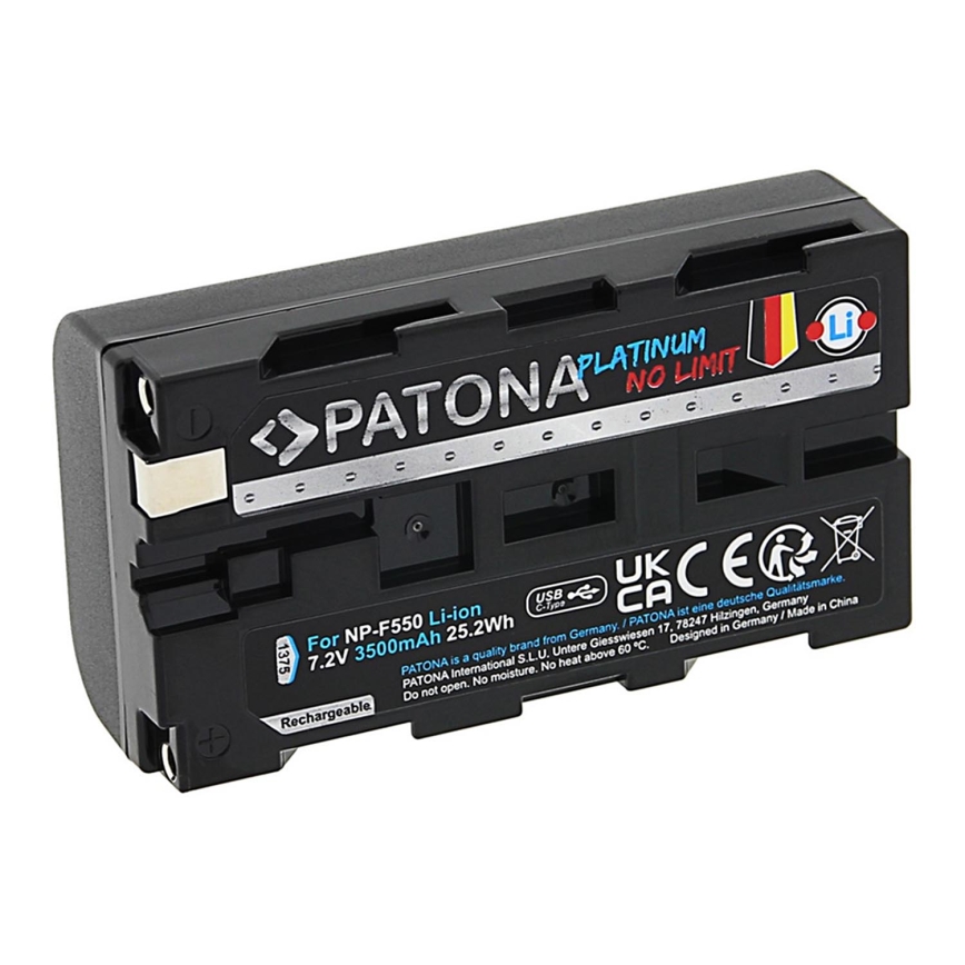 PATONA - Akumulators Sony NP-F550/F330/F570 3500mAh Li-Ion Platinum USB-C uzlāde