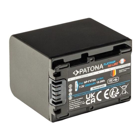 PATONA - Akumulators Sony NP-FV70A 2060mAh Li-Ion Platinum USB-C lādētāju