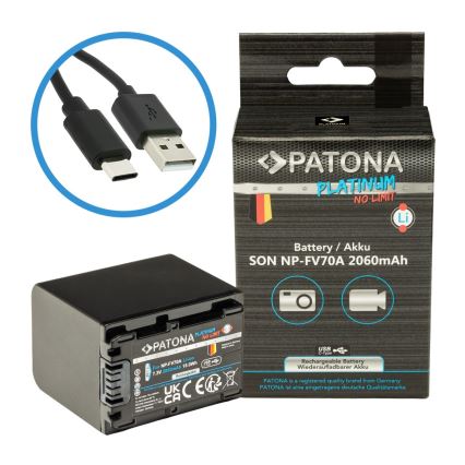 PATONA - Akumulators Sony NP-FV70A 2060mAh Li-Ion Platinum USB-C lādētāju