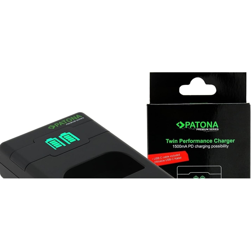 PATONA - Ātrs lādētājs Dual Nikon EN-EL15/EN-EL15C + vads USB-C 0,6m