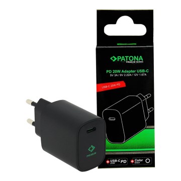 PATONA - Lādēšanas adapteris USB-C Power delivery 20W/230V melna