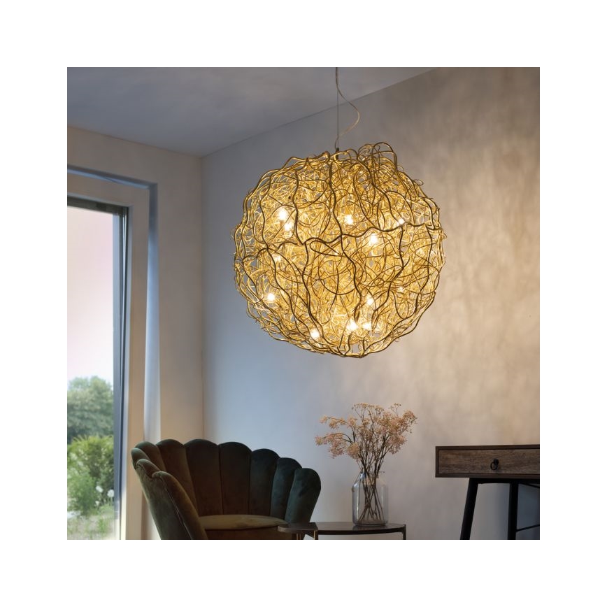 Paul Neuhaus 2019-12 - Lustra uz troses SAREA 15xG9/40W/230V zelta