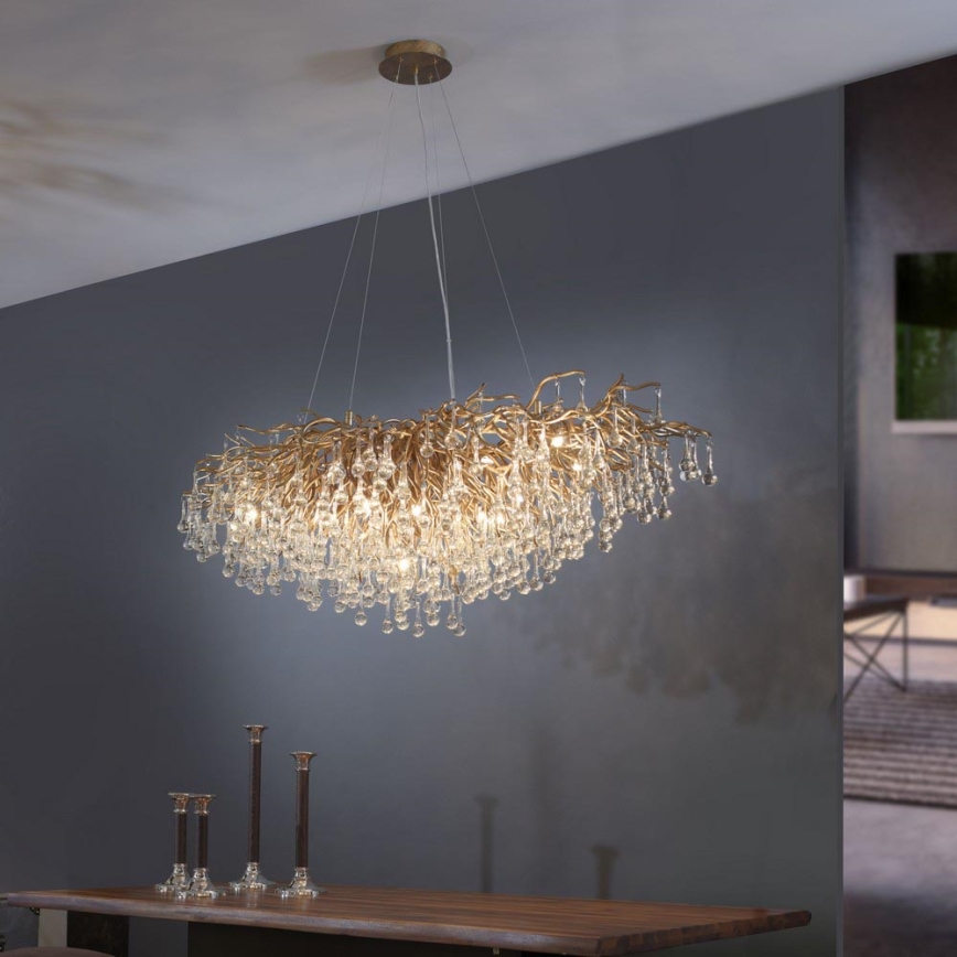 Paul Neuhaus 2031-11 - Lustra ar auklu ICICLE 15xG9/40W/230V 75x150 cm misiņš