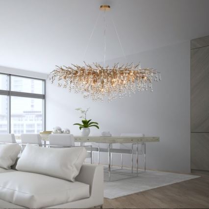 Paul Neuhaus 2031-11 - Lustra ar auklu ICICLE 15xG9/40W/230V 75x150 cm misiņš