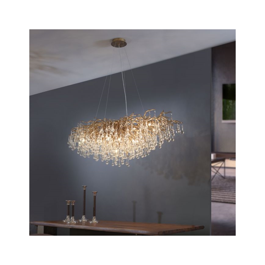 Paul Neuhaus 2031-11 - Lustra ar auklu ICICLE 15xG9/40W/230V 75x150 cm misiņš