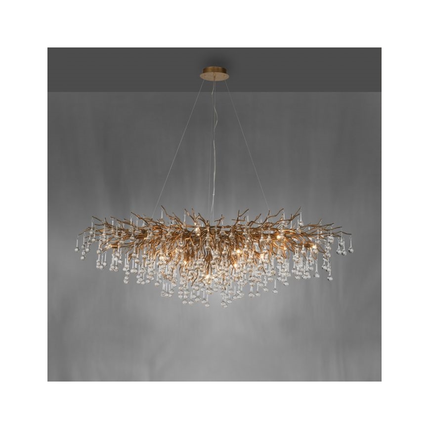 Paul Neuhaus 2031-11 - Lustra ar auklu ICICLE 15xG9/40W/230V 75x150 cm misiņš