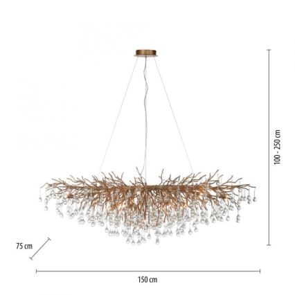 Paul Neuhaus 2031-11 - Lustra ar auklu ICICLE 15xG9/40W/230V 75x150 cm misiņš