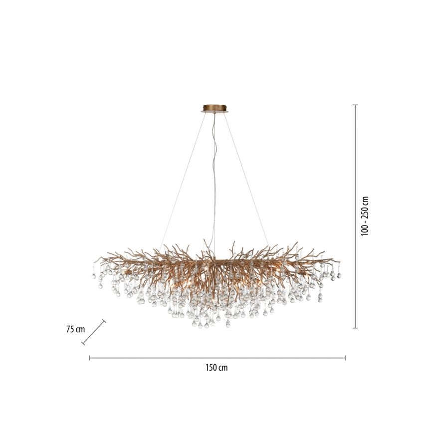 Paul Neuhaus 2031-11 - Lustra ar auklu ICICLE 15xG9/40W/230V 75x150 cm misiņš