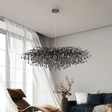 Paul Neuhaus 2031-18 - Lustra uz troses ICICLE 15xG9/40W/230V 75x150 cm melna