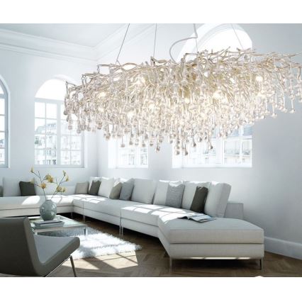 Paul Neuhaus 2031-55 - Lustra ar auklu ICICLE 15xG9/40W/230V 75x150 cm spīdīgi hromēts