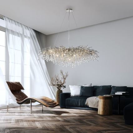 Paul Neuhaus 2031-55 - Lustra ar auklu ICICLE 15xG9/40W/230V 75x150 cm spīdīgi hromēts