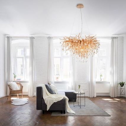 Paul Neuhaus 2192-11 - Lustra ar auklu ICICLE 10xG9/40W/230V 50x100 cm misiņš