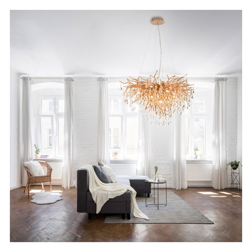 Paul Neuhaus 2192-11 - Lustra ar auklu ICICLE 10xG9/40W/230V 50x100 cm misiņš
