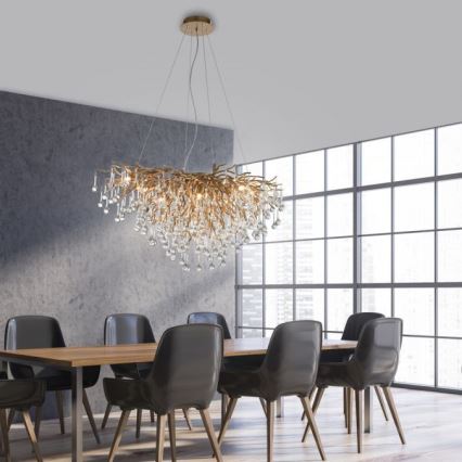 Paul Neuhaus 2192-11 - Lustra ar auklu ICICLE 10xG9/40W/230V 50x100 cm misiņš