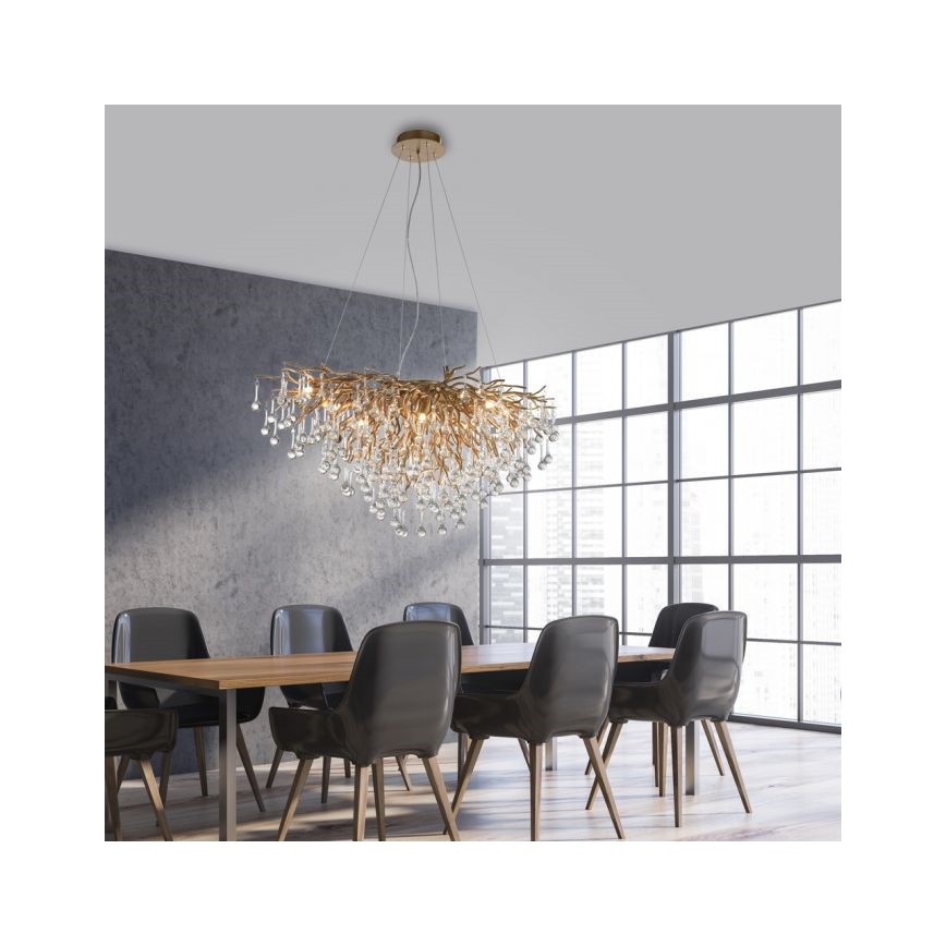 Paul Neuhaus 2192-11 - Lustra ar auklu ICICLE 10xG9/40W/230V 50x100 cm misiņš