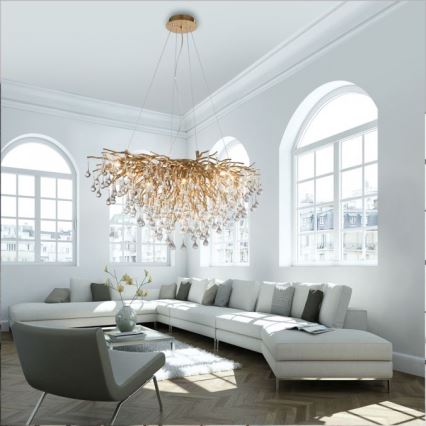Paul Neuhaus 2192-11 - Lustra ar auklu ICICLE 10xG9/40W/230V 50x100 cm misiņš