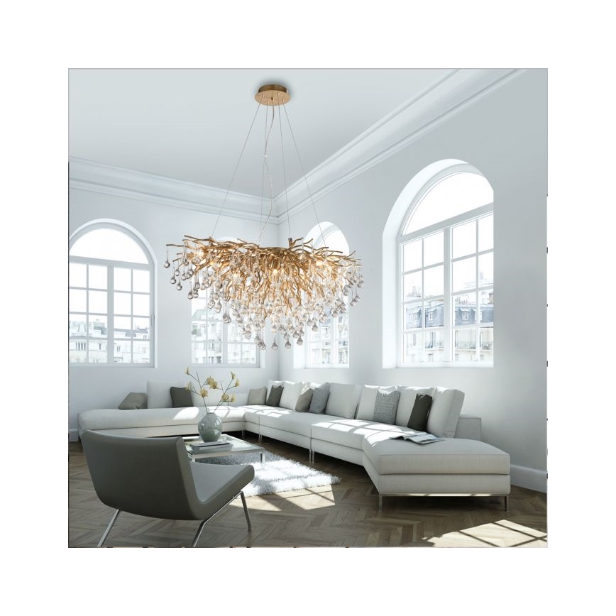 Paul Neuhaus 2192-11 - Lustra ar auklu ICICLE 10xG9/40W/230V 50x100 cm misiņš