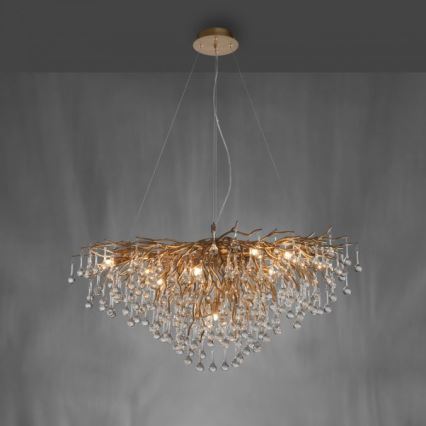 Paul Neuhaus 2192-11 - Lustra ar auklu ICICLE 10xG9/40W/230V 50x100 cm misiņš