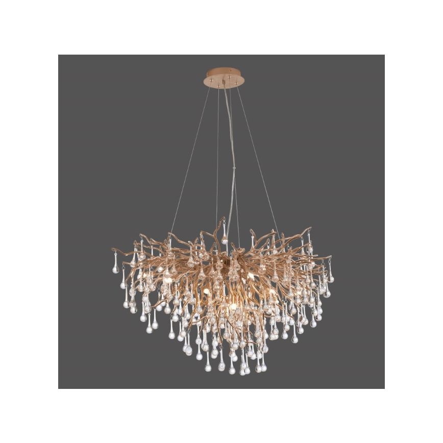 Paul Neuhaus 2192-11 - Lustra ar auklu ICICLE 10xG9/40W/230V 50x100 cm misiņš