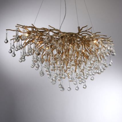 Paul Neuhaus 2192-11 - Lustra ar auklu ICICLE 10xG9/40W/230V 50x100 cm misiņš