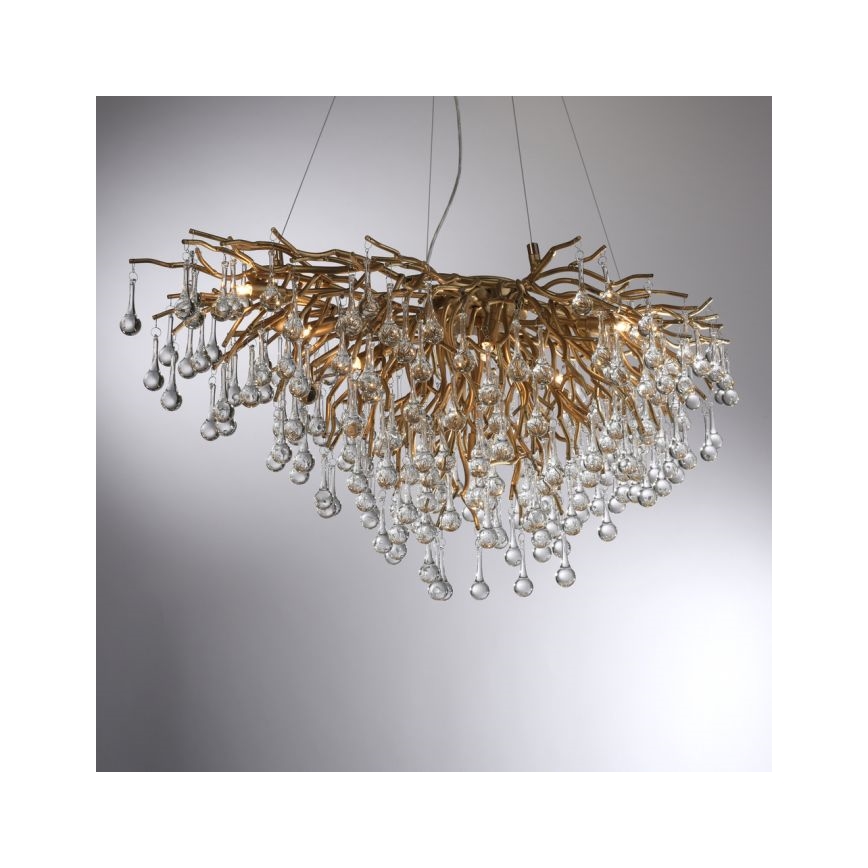 Paul Neuhaus 2192-11 - Lustra ar auklu ICICLE 10xG9/40W/230V 50x100 cm misiņš