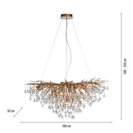 Paul Neuhaus 2192-11 - Lustra ar auklu ICICLE 10xG9/40W/230V 50x100 cm misiņš