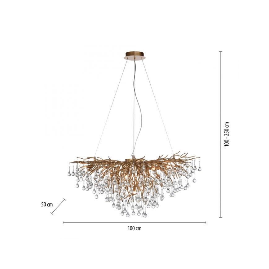 Paul Neuhaus 2192-11 - Lustra ar auklu ICICLE 10xG9/40W/230V 50x100 cm misiņš
