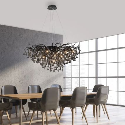 Paul Neuhaus 2192-18 - Pakarināmais gaismeklis ICICLE 10xG9/40W/230V 50x100 cm melns
