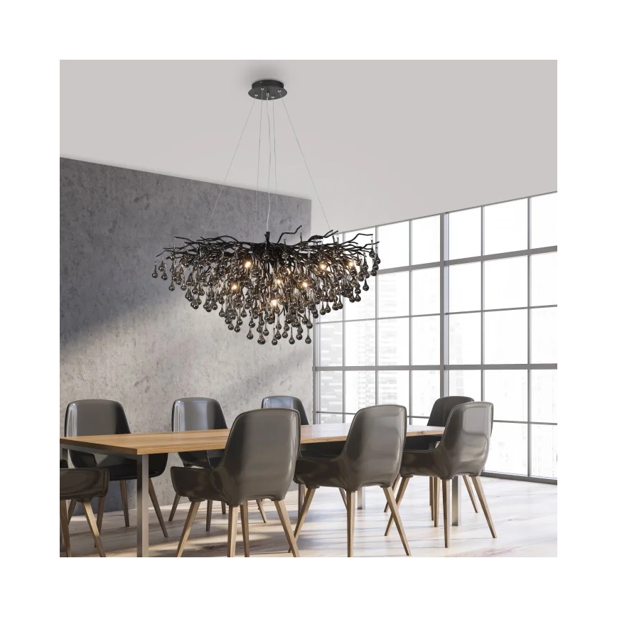 Paul Neuhaus 2192-18 - Pakarināmais gaismeklis ICICLE 10xG9/40W/230V 50x100 cm melns