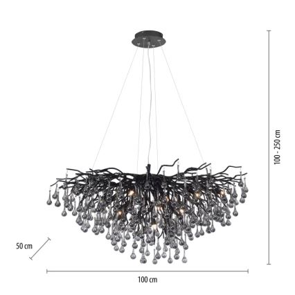 Paul Neuhaus 2192-18 - Pakarināmais gaismeklis ICICLE 10xG9/40W/230V 50x100 cm melns
