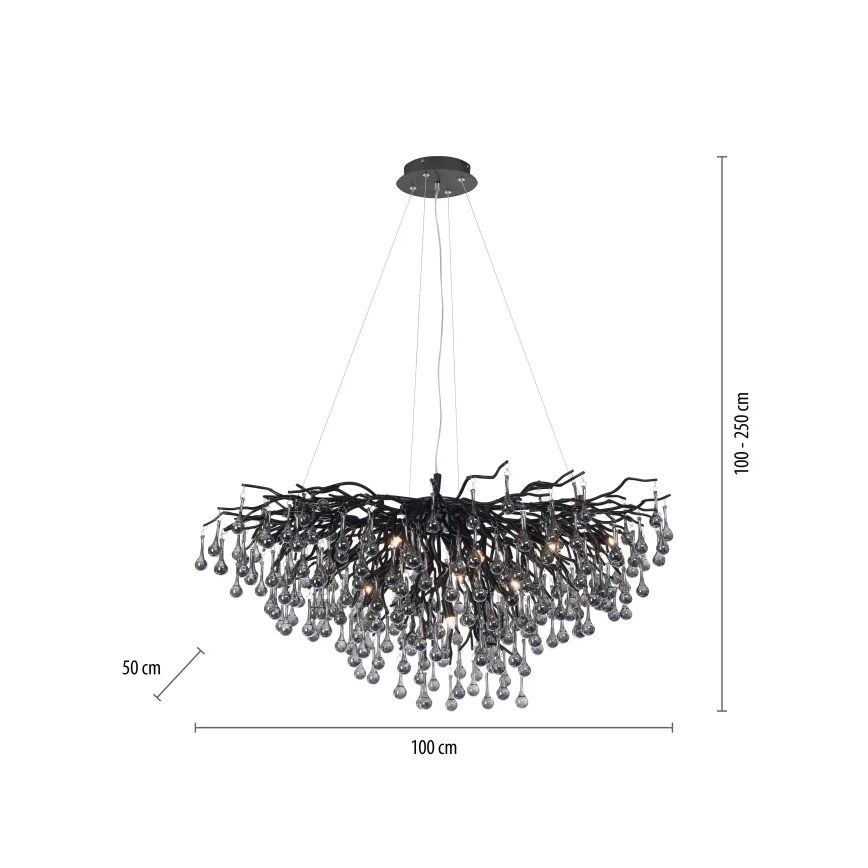 Paul Neuhaus 2192-18 - Pakarināmais gaismeklis ICICLE 10xG9/40W/230V 50x100 cm melns