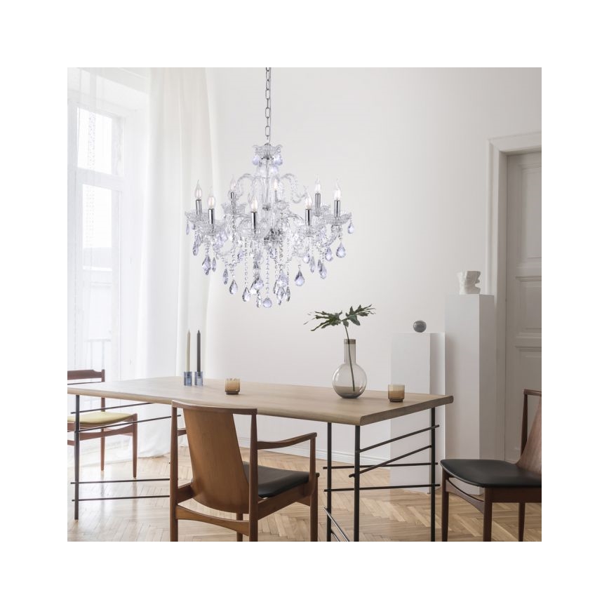 Paul Neuhaus 3081-00 - Lustra uz ķēdes GRACIA 8xE14/40W/230V sudraba