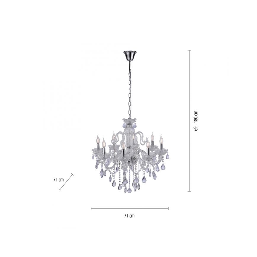 Paul Neuhaus 3081-00 - Lustra uz ķēdes GRACIA 8xE14/40W/230V sudraba