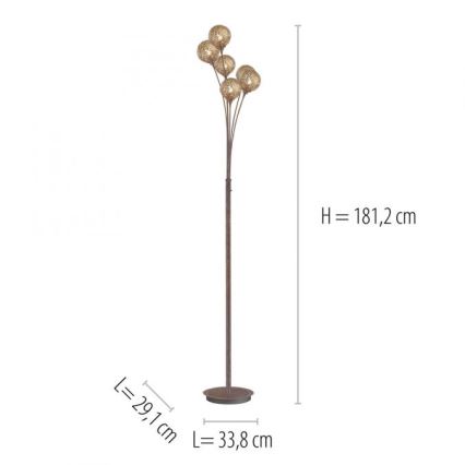 Paul Neuhaus 398-48 - Grīdas lampa GRETA 6xG9/40W/230V