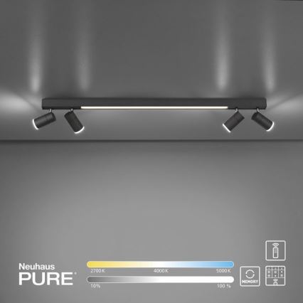 Paul Neuhaus 6121-13 - LED Aptumšojams starmetis PURE 4xLED/4W/230V + LED/9W 2700-5000K + tālvadības pults