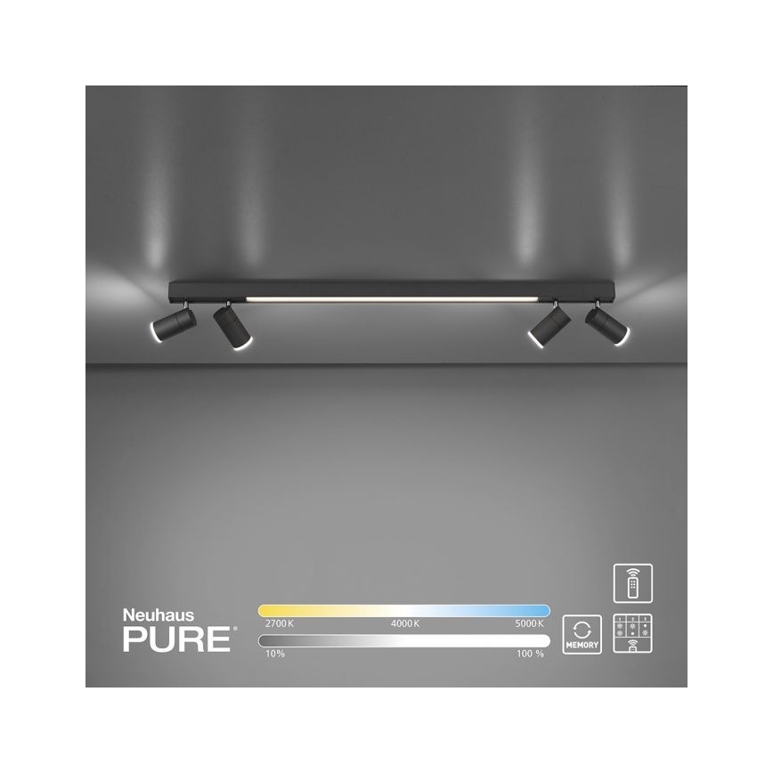 Paul Neuhaus 6121-13 - LED Aptumšojams starmetis PURE 4xLED/4W/230V + LED/9W 2700-5000K + tālvadības pults